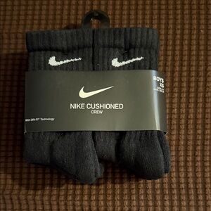 Nike Kids Cushioned Crew Socks - Black with White Logo